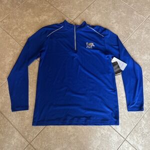 Men's Medium Memphis Tigers COLOSSEUM Blue Light Performance 1/4 Zip Jacket NWT